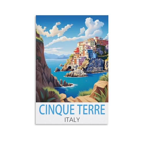 KmoNo Cinque Terre Italien Vintage Reiseposter 20 x 30 cm Poster Dekor Malerei Leinwand Wandkunst Wohnzimmer Poster Schlafzimmer von KmoNo