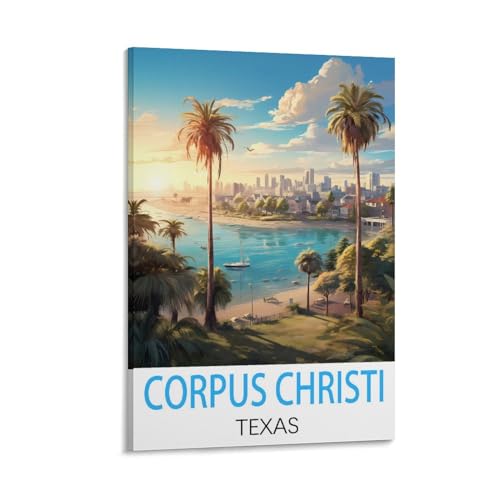 KmoNo Corpus Christi Texas Vintage Reise-Poster, 30 x 45 cm, Wanddekoration, Gemälde, Leinwand, Wandkunst für Wohnzimmer, Schlafzimmer von KmoNo