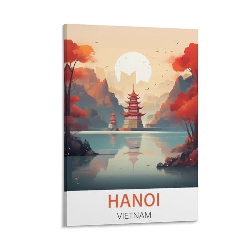 KmoNo Hanoi Vietnam Vintage-Reiseposter, 30 x 45 cm, Poster, Dekoration, Gemälde, Leinwand, Wandkunst, Wohnzimmer, Schlafzimmer von KmoNo