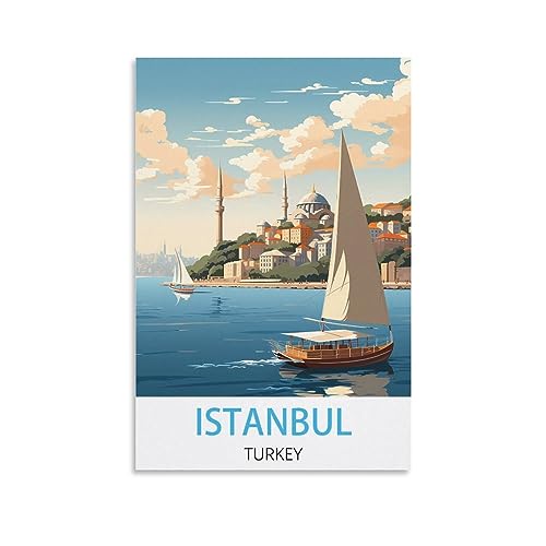 KmoNo Istanbul Türkei Vintage Reiseposter 30 x 45 cm Poster Dekor Malerei Leinwand Wandkunst Wohnzimmer Poster Schlafzimmer von KmoNo