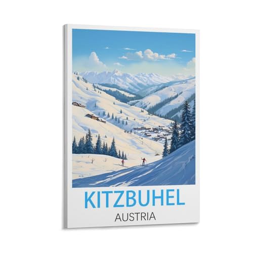 KmoNo Kitzbuhel Österreich Vintage-Reiseposter, 30 x 45 cm, Wanddekoration, Gemälde, Leinwand, Wandkunst, Wohnzimmer, Poster, Schlafzimmer von KmoNo