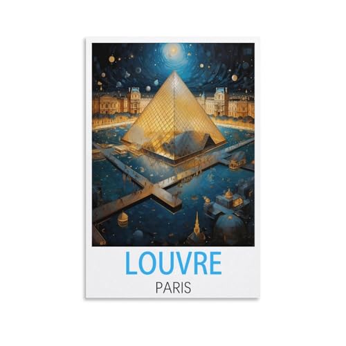 KmoNo Louvre Paris Vintage-Reise-Poster, 30 x 45 cm, Poster, Dekoration, Gemälde, Leinwand, Wandkunst, Wohnzimmer, Schlafzimmer von KmoNo