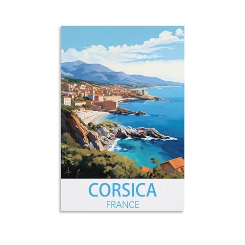 KmoNo Reiseposter Korsika, Frankreich, Vintage, 40 x 60 cm, Poster, Dekoration, Gemälde, Leinwand, Wandkunst, Wohnzimmer, Schlafzimmer von KmoNo