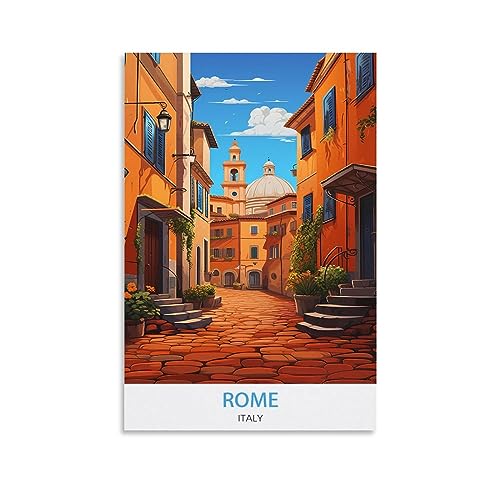 KmoNo Rom-Italien-Vintage-Reiseposter, 60 x 90 cm, Poster, Dekoration, Gemälde, Leinwand, Wandkunst, Wohnzimmer, Schlafzimmer, Schlafzimmer von KmoNo