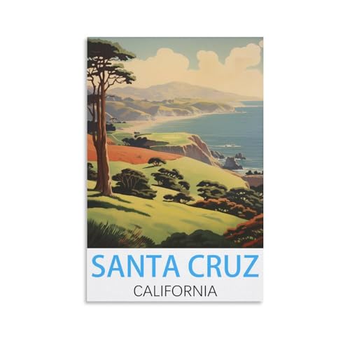 KmoNo Santa Cruz California Vintage Reiseposter 20 x 30 cm Poster Dekor Malerei Leinwand Wandkunst Wohnzimmer Poster Schlafzimmer von KmoNo