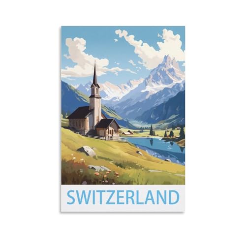 KmoNo Schweiz Vintage Reiseposter 30 x 45 cm Poster Dekor Malerei Leinwand Wandkunst Wohnzimmer Poster Schlafzimmer KmoNo Schweiz Vintage Reiseposter 30 x 45 cm Poster Dekor Malerei Leinwand Wandkunst Wohnzimmer Poster Schlafzimmer von KmoNo