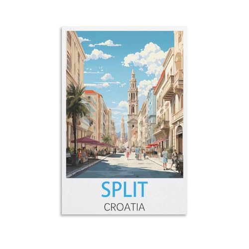 KmoNo Split Kroatien Vintage Reiseposter 20 x 30 cm Wanddekor Gemälde Leinwand Wandkunst Wohnzimmer Poster Schlafzimmer von KmoNo