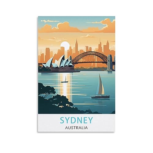 KmoNo Sydney Australien Vintage Reiseposter 50 x 75 cm Poster Dekor Malerei Leinwand Wandkunst Wohnzimmer Poster Schlafzimmer von KmoNo