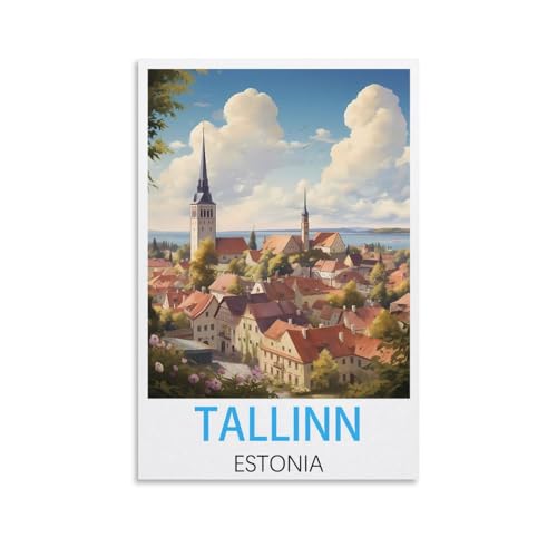 KmoNo Tallinn Estland Vintage-Reiseposter, 60 x 90 cm, Wanddekoration, Gemälde, Leinwand, Wandkunst, Wohnzimmer, Poster, Schlafzimmer von KmoNo