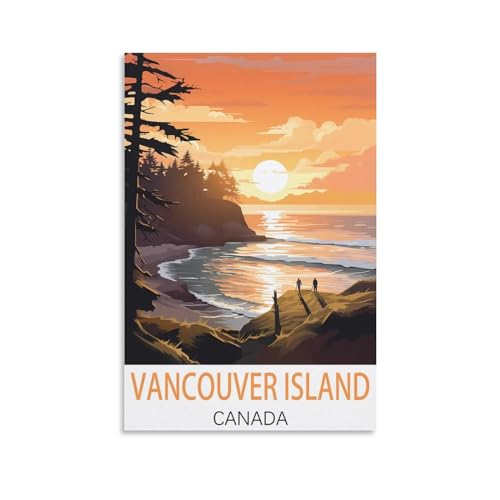 KmoNo Vancouver Island Kanada Vintage Reiseposter 40 x 60 cm Poster Dekor Malerei Leinwand Wandkunst Wohnzimmer Poster Schlafzimmer von KmoNo