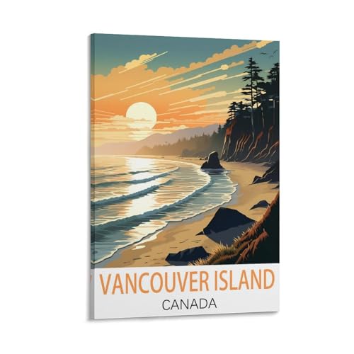 KmoNo Vancouver Island Kanada Vintage Reiseposter 60 x 90 cm Poster Dekor Malerei Leinwand Wandkunst Wohnzimmer Poster Schlafzimmer von KmoNo