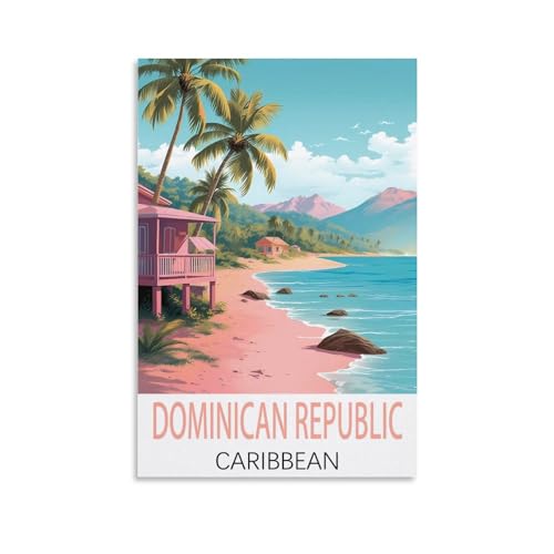 KmoNo Vintage-Reiseposter, Dominikanische Republik, Karibik, 40 x 60 cm, Poster, Dekoration, Gemälde, Leinwand, Wandkunst, Wohnzimmer, Schlafzimmer von KmoNo
