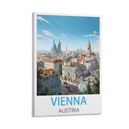 KmoNo Wien Österreich Vintage Reiseposter 30 x 45 cm, Wanddekoration, Gemälde, Leinwand, Wandkunst Wohnzimmer Poster Schlafzimmer von KmoNo