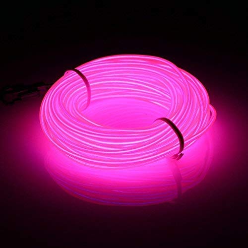 Kmruazre 3m/9ft, Rosa EL Rope Kabel Neon mit Batterie Box Weihnachtsfeier Glühen Lichter Party Partys Bar Halloween Kostüm Dekoration(Rosa) von Kmruazre