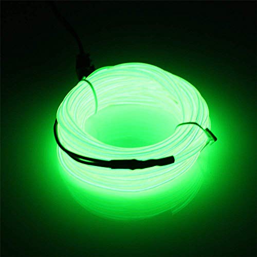 Kmruazre 5m/16ft El Wire Neonlicht Flexibles tragbares Licht Neonröhrenbeleuchtung Hohe Helligkeit für Weihnachtsfeierdekoration (Leuchtendes Grün) von Kmruazre
