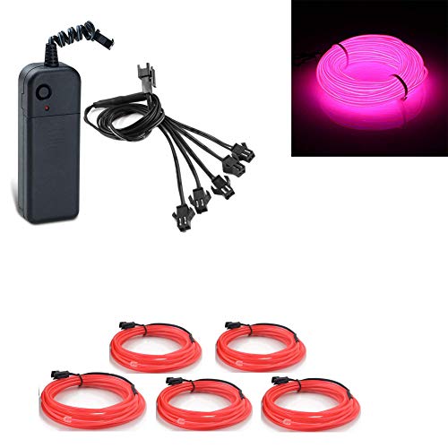 Kmruazre 5x1 meter EL Draht Neonlichtröhre Beleuchtung Batteriebetriebene Hohe Helligkeit Elektrolumineszenzdraht Pack Treiber mit 3 Modi Multi Farben EL Draht für Party Hochzeit Dekoration pub (Rosa) Kmruazre 5x1 meter EL Draht Neonlichtröhre Beleuchtung Batteriebetriebene Hohe Helligkeit Elektrolumineszenzdraht Pack Treiber mit 3 Modi Multi Farben EL Draht für Party Hochzeit Dekoration pub (Rosa) von Kmruazre