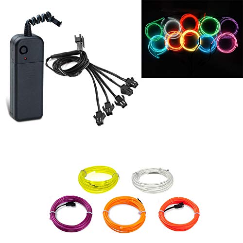 Kmruazre 5x1 meter el drähte bunten neonlichter rohr seil batteriebetriebene dekoration licht (Gelb/Eisblau/Lila/Orange/Fluoreszierend Grün) von Kmruazre