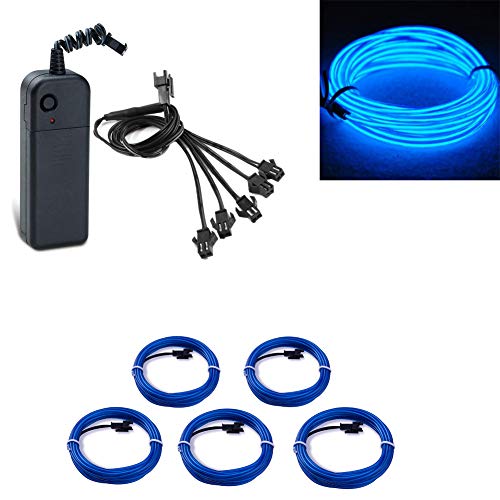 Kmruazre EL Wire Neon Light Powered Draht Pack Treiber mit 3 Modi Flexible Glowing Strobing Elektrolumineszenz für Hochzeit Pub Weihnachtsfeier Dekoration (5x1 meter) (Blau) von Kmruazre