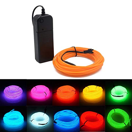 Kmruazre El Draht, Drahtlicht, Neonschnur mit Elektrolumineszenzlicht, Verwendet für Partys, Halloween, Innen- und Außendekorationslichter (3m/9ft,Gelb) von Kmruazre