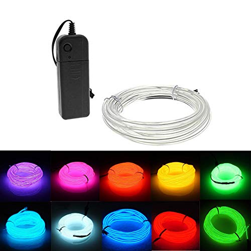 Kmruazre El Draht, El Wire mit Akku Flexible Neonlichter 3 Beleuchtungsmodi Neonlichter Gartenhochzeitsdekoration(3m/9ft,Weiß) von Kmruazre