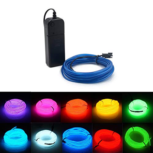 Kmruazre El Wire El Draht Licht für Party Halloween Party Hochzeit Bar Dekoration(5m/16ft,Blau) von Kmruazre
