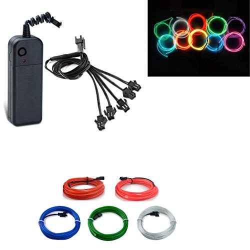 Kmruazre Multi farben el drähte flexible tragbare neonlichter neonröhre beleuchtung hohe helligkeit 5 * 3ft el draht (Blau/Grün/Rot/Rosa/Weiß) von Kmruazre