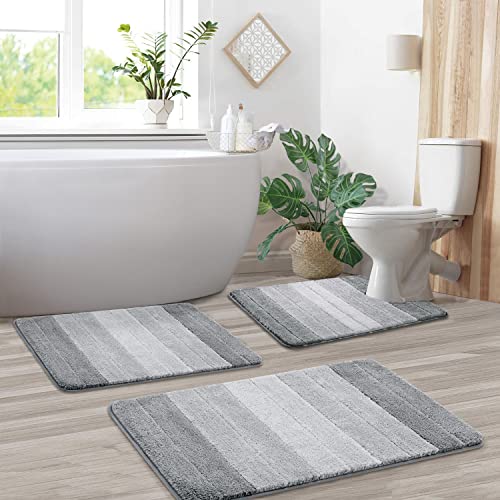 KMSON 3-teiliges Ombré-Badteppich-Set mit U-förmiger Kontur, WC-Vorleger, rutschfest, ultraweich und wasserabsorbierend, maschinenwaschbar, schnell trocknend, für Schlafzimmer, Wohnzimmer, Grau KMSON 3-teiliges Ombré-Badteppich-Set mit U-förmiger Kontur, WC-Vorleger, rutschfest, ultraweich und wasserabsorbierend, maschinenwaschbar, schnell trocknend, für Schlafzimmer, Wohnzimmer, Grau von Kmson
