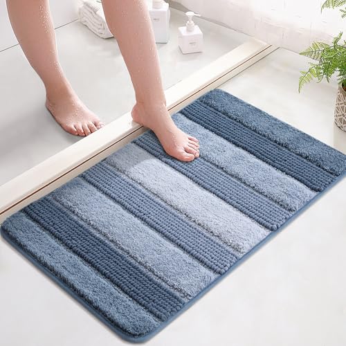 KMSON Ombre-Chenille-Badezimmerteppich, 40,6 x 61 cm, rutschfeste Badematte für Badezimmerboden und Badewanne, ultraweich, waschbar, zotteliger Badteppich, flauschige, dicke, wasserabsorbierende von Kmson