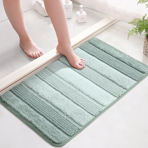 Kmson Ombre Chenille-Badezimmerteppich, 43,2 x 61 cm, rutschfeste Badematte für Badezimmerboden und Badewanne, ultraweich, waschbar, zotteliger Badteppich, flauschige, dicke, wasserabsorbierende von Kmson