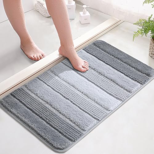 Kmson Ombre-Chenille-Badezimmerteppich, 50,8 x 81,3 cm, rutschfeste Badematte für Badezimmerboden und Badewanne, ultraweich, waschbar, zotteliger Badteppich, flauschig, dick, wasserabsorbierend von Kmson