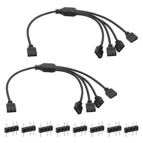 2 Stück ARGB-Splitterkabel, 1 zu 4 Y-Kabel 5V 3-PIN 30 cm, ARGB Splitterkabel für RGB Lüfter und LED-Streifen, Erweiterung für 3-Pin RGB Motherboards, Plug-and-Play, Kompatibel mit Controllern 2 Stück ARGB-Splitterkabel, 1 zu 4 Y-Kabel 5V 3-PIN 30 cm, ARGB Splitterkabel für RGB Lüfter und LED-Streifen, Erweiterung für 3-Pin RGB Motherboards, Plug-and-Play, Kompatibel mit Controllern von Kmuqshy