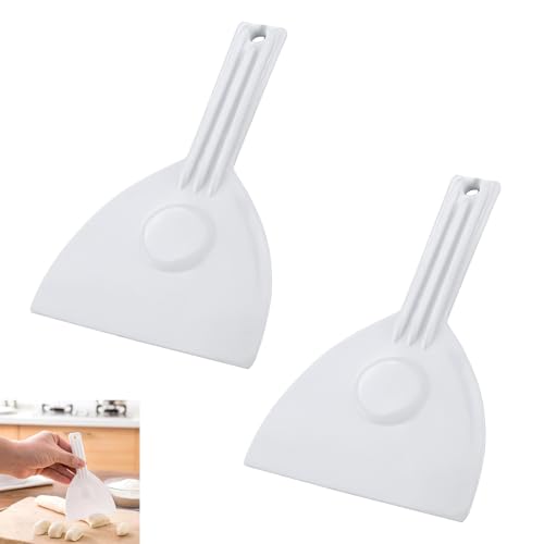 2 Stück Flexibler Teigspachtel Pizza Spachtel, Pizzaspachtel aus lebensmittelechtem Kunststoff – Teigschneider für Pizza, Kuchen, Teigbearbeitung mit Aufhängeloch – Weiß, Platzsparend und Ergonomisch von Kmuqshy