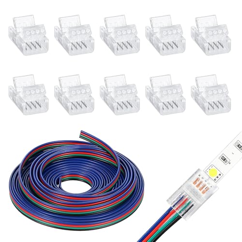 5m 22 AWG 4 Pin LED Streifen Verlängerungskabel, 12V-24V Kabel für SMD 3528 2835 5050 5630 LED Strip Connector, mit 10 Stück 10mm 4 Polig Lückenlose Stecker, Verlängerung Kabel für DIY Beleuchtung 5m 22 AWG 4 Pin LED Streifen Verlängerungskabel, 12V-24V Kabel für SMD 3528 2835 5050 5630 LED Strip Connector, mit 10 Stück 10mm 4 Polig Lückenlose Stecker, Verlängerung Kabel für DIY Beleuchtung von Kmuqshy