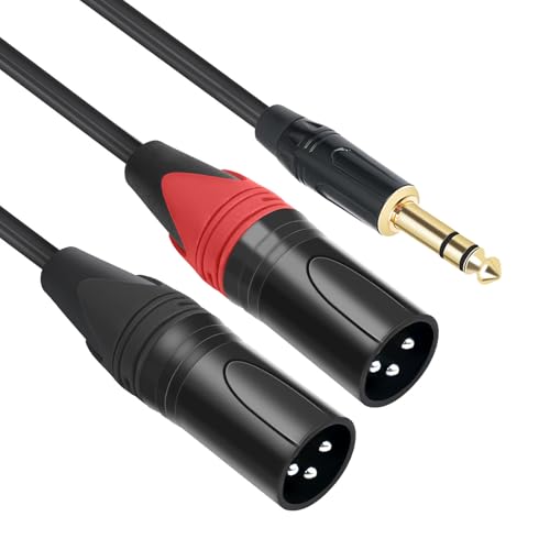 Kabel 3,5 mm auf 2 XLR, Mini-Klinkenstecker auf Dual XLR, Stereo-Audiokabel, Audio-Splitter für Mischkonsole, Studio-Monitore, Computer, Smartphone, Tablet, 1,5 m Kabel 3,5 mm auf 2 XLR, Mini-Klinkenstecker auf Dual XLR, Stereo-Audiokabel, Audio-Splitter für Mischkonsole, Studio-Monitore, Computer, Smartphone, Tablet, 1,5 m von Kmuqshy