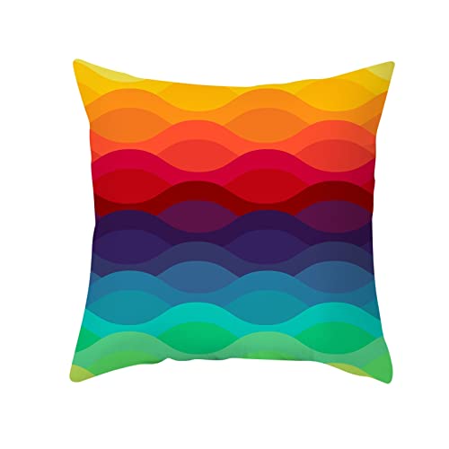 KnBoB 40 x 40 Kissenbezug, Kissenhüllen Regenbogen Farben Groß Welle Muster Zierkissenbezüge in Polyester (Bunt, 1er) von KnBoB