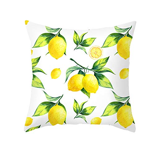 KnBoB 50x50 Kissenbezug, Polyester Zitrone Muster Kissenhüllen, Gelb Grün Weiß von KnBoB