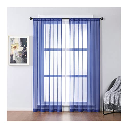 KnBoB Gardinen Transparent 2er Set, Polyester Dunkelblau Einfarbig Fenster Vorhänge Kinderzimmer mit Stangendurchzug Voile Gardinen 137 x 244 cm KnBoB Gardinen Transparent 2er Set, Polyester Dunkelblau Einfarbig Fenster Vorhänge Kinderzimmer mit Stangendurchzug Voile Gardinen 137 x 244 cm von KnBoB