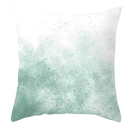 KnBoB Kissenhülle 50 x 50 cm, Polyester Aquarell Muster Kissenbezug, Weiß Grün von KnBoB