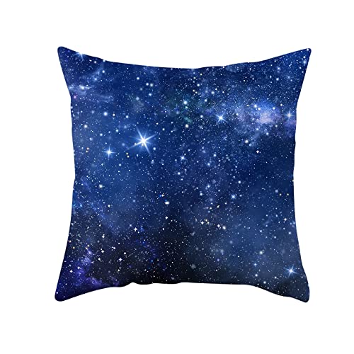 KnBoB Kissenhüllen 45x45CM, Kissenbezug Sternenhimmel Himmel Muster Deko Kissenhülle in Polyester (Blau, 1er) von KnBoB