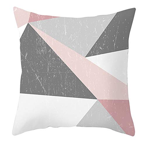KnBoB Kissenhüllen 50x50, Polyester Dreieck Muster Kissenbezüge Kissenbezug, Weiß Grau Rosa von KnBoB