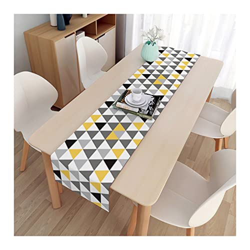 KnBoB Leinen Gelb Schwarz Geometrisch Tischläufer Deko Modern Esstisch Festlich Party 33 x 150 cm von KnBoB