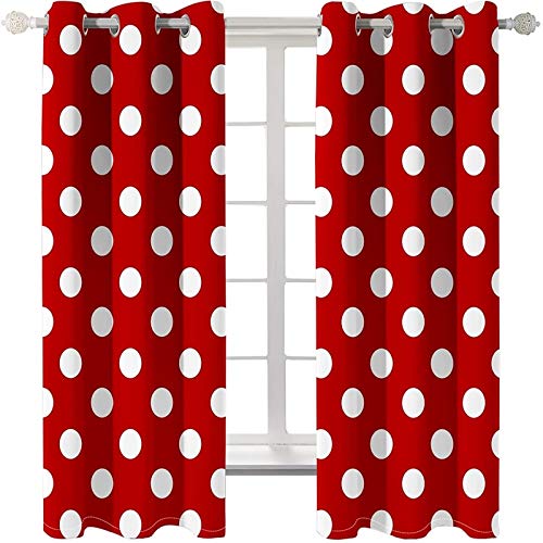 KnBoB Polyester Vorhänge Rot Weiß Punkte Vorhänge für Schlafzimmer Größe 274x274CM von KnBoB
