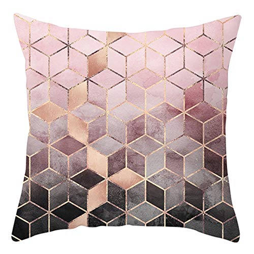 KnBoB Sofa Kissenbezüge 40x40, Polyester Gradient Würfel Geometrisch Buchstabe X Deko Kopfkissenbezug, Grau Rosa von KnBoB