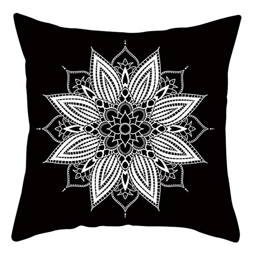 KnBoB Sofa Kissenbezug 50x50, Polyester Mandala Kissenhüllen Wohnzimmer Deko Modern, Schwarz Weiß von KnBoB