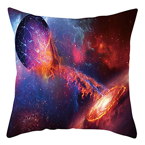 KnBoB Sofakissenbezug 40x40, Polyester Kosmisch Planet Sofakissenbezug, Lila Orange von KnBoB