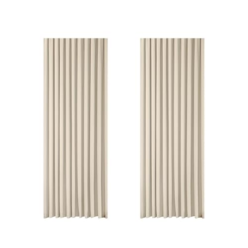 KnBoB Vorhang Wohnzimmer 2er Set, Polyester Beige Textur Einfarbig Vorhang, Voile mit Ösen, 132x244cm KnBoB Vorhang Wohnzimmer 2er Set, Polyester Beige Textur Einfarbig Vorhang, Voile mit Ösen, 132x244cm von KnBoB