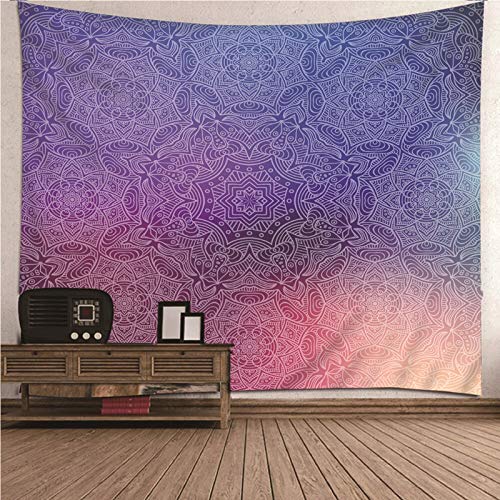 KnBob Polyester Wandteppich Mandala Muster Wandbehang Tapisserie für Wohnzimmer Wohnkultur, Lila, 350x256CM von KnBoB