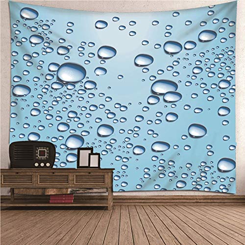 KnBob Polyester Wandteppich Wassertropfen Muster Wandbehang Tapisserie für Wohnzimmer Schlafzimmer, Blau, 350x256CM von KnBoB