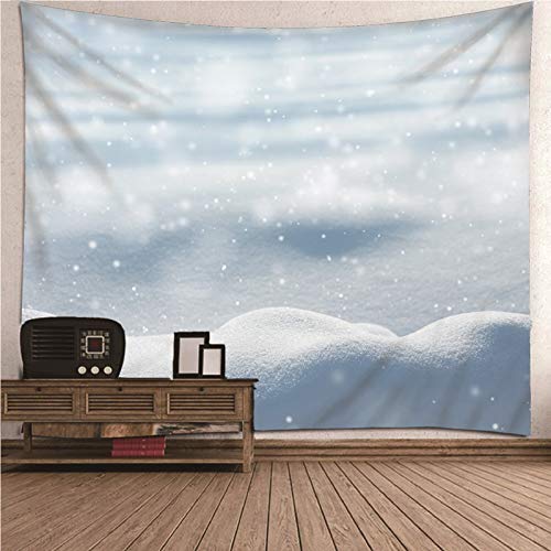 KnBob Polyester Wandteppich Winter Motiv Schnee Tapisserie Wandbehang Wandkunst für Zimmer, Hellblau, 150x150CM von KnBoB