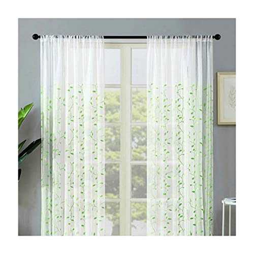 KnSam 2er Set Vorhang Gardinen Kinderzimmer Grün, H160 x B107 cm Blätter Gestickt Lichtdurchlässig Gardine Vorhang ohne Bohren Moderner Wohnstil Vorhang Gardinenschiene Polyester Wohnzimmer KnSam 2er Set Vorhang Gardinen Kinderzimmer Grün, H160 x B107 cm Blätter Gestickt Lichtdurchlässig Gardine Vorhang ohne Bohren Moderner Wohnstil Vorhang Gardinenschiene Polyester Wohnzimmer von KnSam